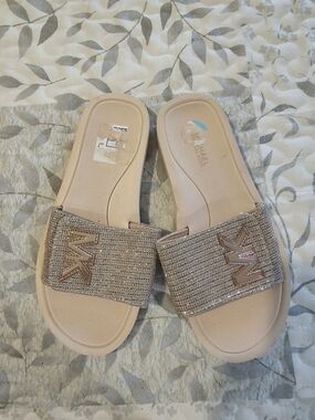 MICHAEL Michael Kors Nude Rose Metallic Slide Sandals